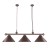 Lampara colgante metálica de 142 cm para mesa de billar con 3 sombras color bronce